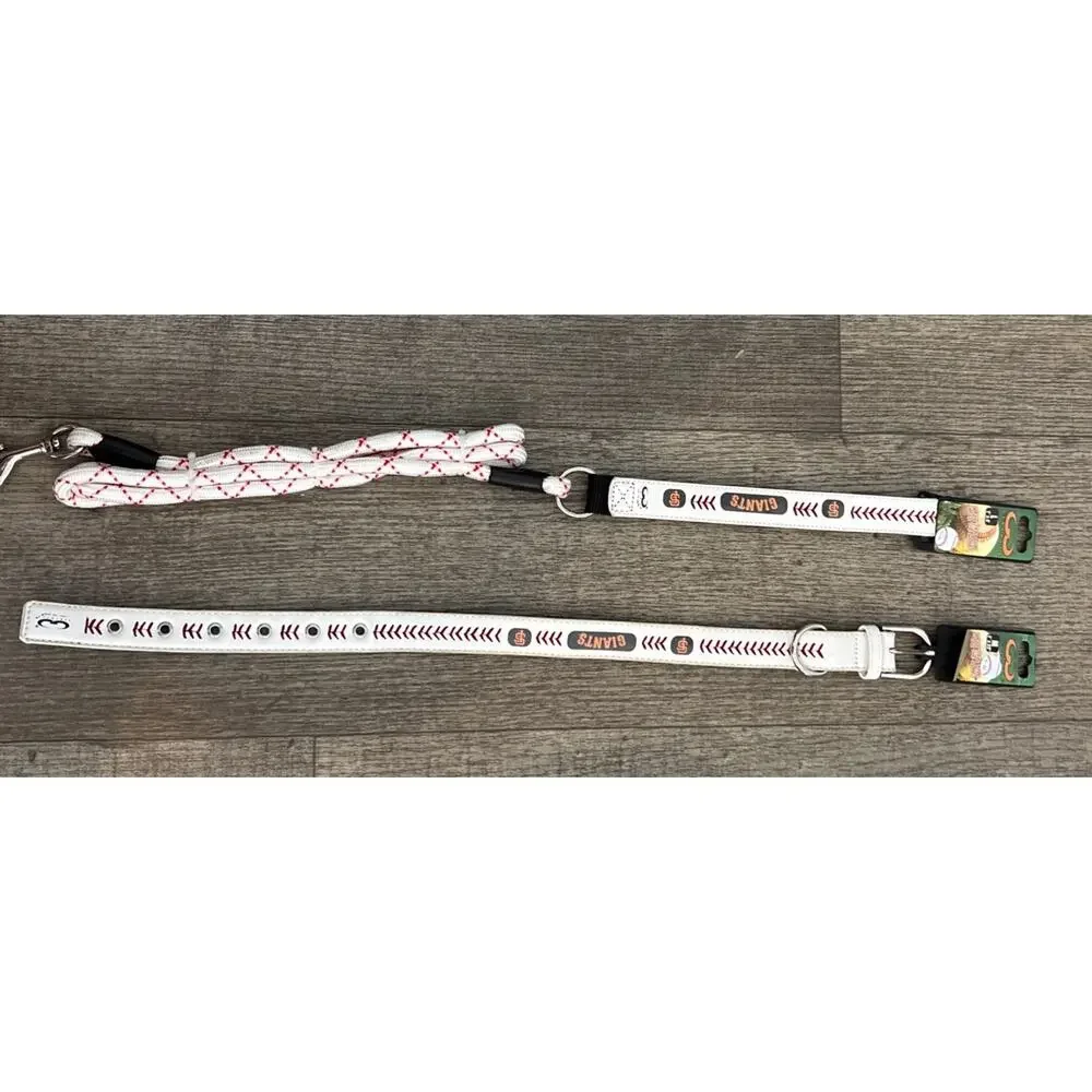 NWT‎ Vintage SF Giants Dog Collar And Leash Set GameWear Baseball Leather MLB